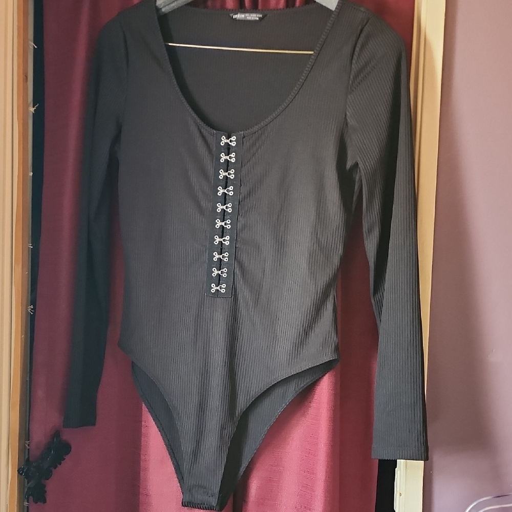 Shein Black Hook Detail Bodysuit